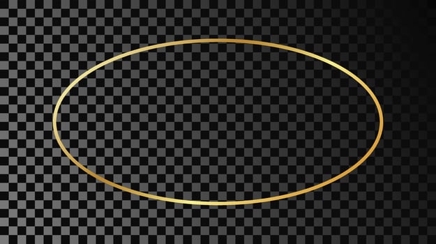 Gold glowing oval shape frame vector