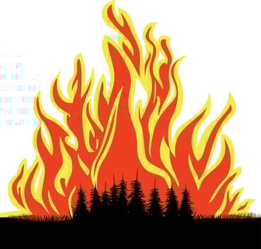 Wildfire clipart forest fire silhouettes vector image