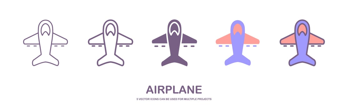 Plane icons set, passenger airplane, aircraft thin line design. Airplane Icon Vector Transportation Logo Template. isolated on white background