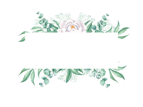 Watercolor horizontal frame, white peony, eucalyptus and gypsophila branches. Hand drawn botanical illustration. For wedding, greeting cards, baby shower, banners, blog templates, logos. png