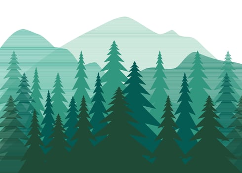 Mountain hike pine tree green vector