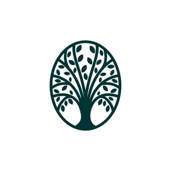 Oval tree logo icon design. Garden plant natural template. Oval tree of life branch with leaves business sign. Illustration vector, suitable for your design need, logo, illustration, animation, etc. vector
