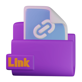 Link file 3d render cute icon illustration folder file format png