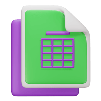Spreadsheet 3d render cute icon illustration folder file format png