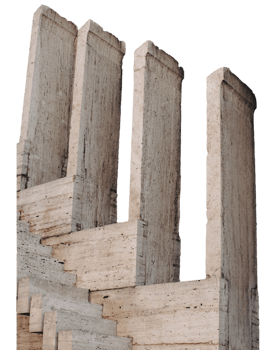 Carved steps staircase modern architecture isolated PNG photo with transparent background.