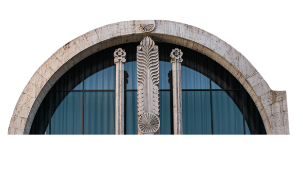 Modern window elements with ethnic motives isolated PNG photo with transparent background.
