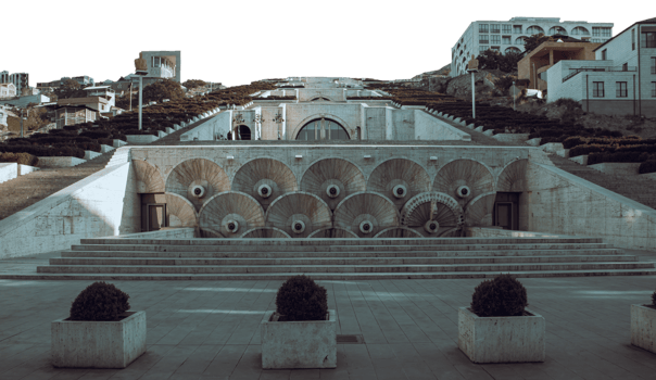 Yerevan cascade giant stairway in Armenia, modern architecture photo. png