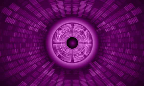 Modern Holographic Eye on Technology Background vector