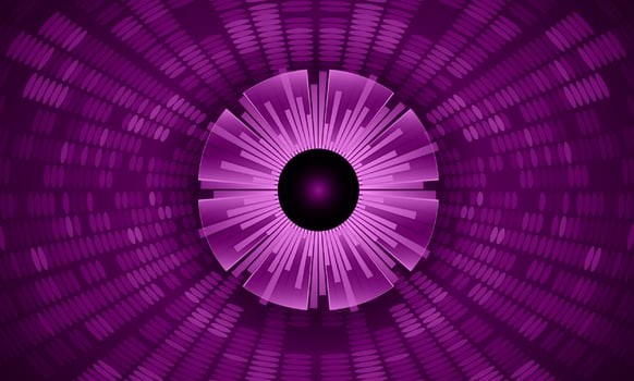 Modern Holographic Eye on Technology Background vector