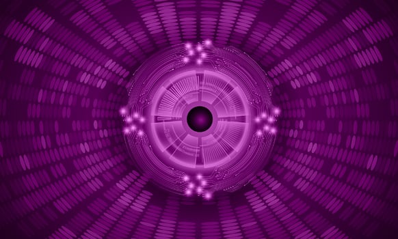 Modern Holographic Eye on Technology Background vector