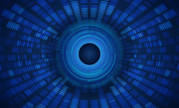 Modern Holographic Eye on Technology Background vector