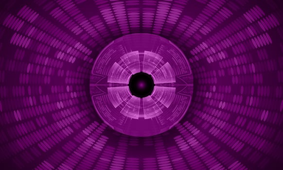 Modern Holographic Eye on Technology Background vector