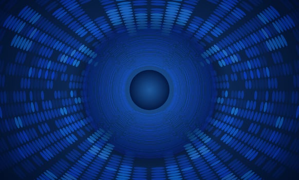 Modern Holographic Eye on Technology Background vector