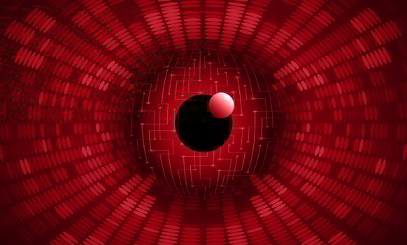 Modern Holographic Eye on Technology Background vector