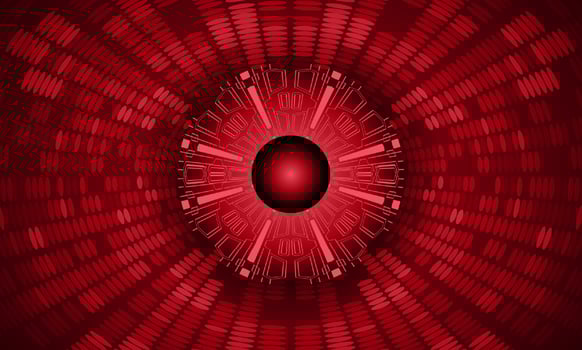 Modern Holographic Eye on Technology Background vector