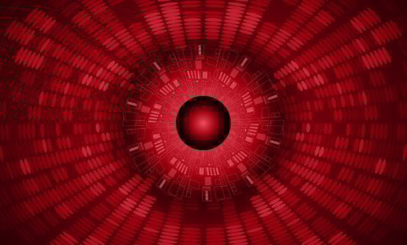 Modern Holographic Eye on Technology Background vector