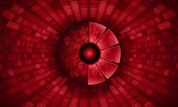 Modern Holographic Eye on Technology Background vector
