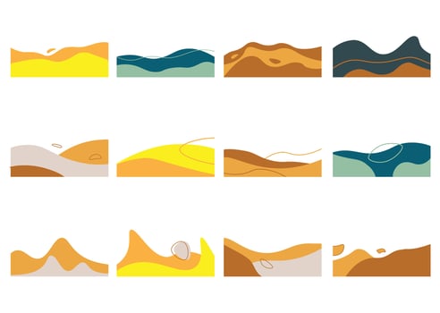 Trendy abstract wave shape banner decoration set. collection of organic shape corner vector illustration