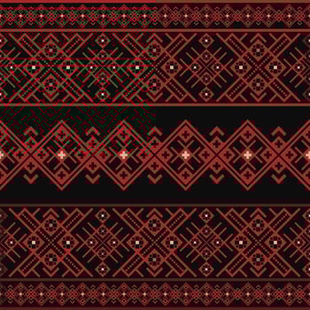 Textile pattern on dark vector background. Seamless ethnic design pattern.