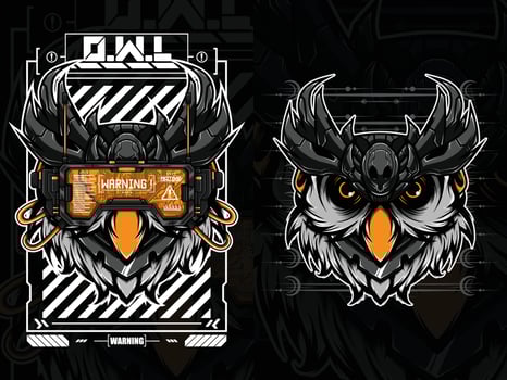Owl head design mascot logo vector illustration