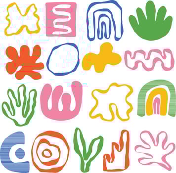 Set Collection Handdrawn Ink Brush Abstract Organic Shape vector