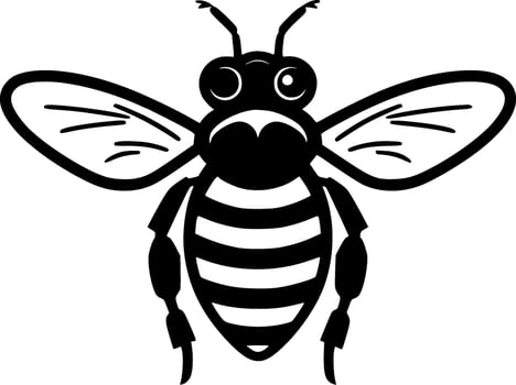 Bee, Black and White Vector illustration