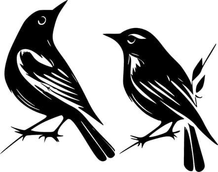 Birds, Black and White Vector illustration