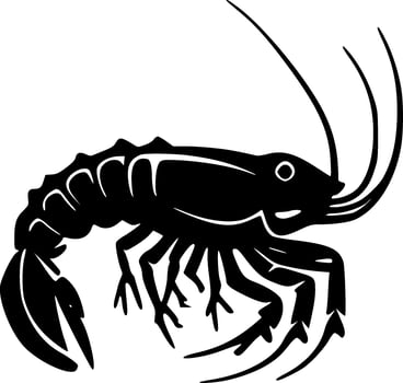 Crawfish, Black and White Vector illustration