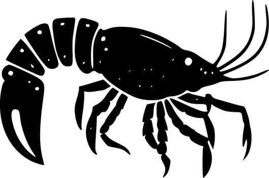 Crawfish, Black and White Vector illustration