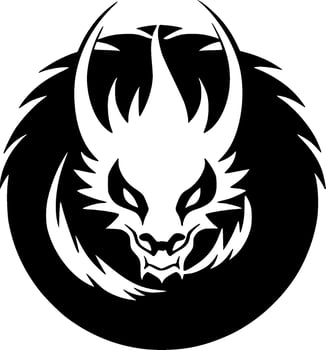 Dragon - Black and White Isolated Icon - Vector illustration