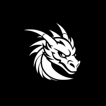 Dragon, Black and White Vector illustration