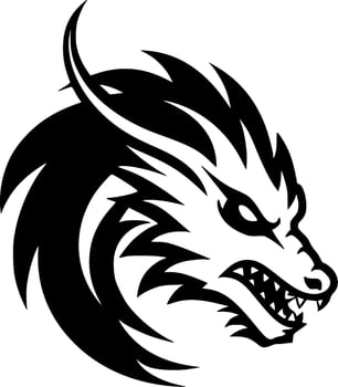 Dragon - Black and White Isolated Icon - Vector illustration