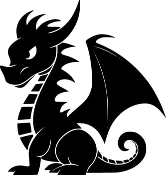 Dragon, Black and White Vector illustration