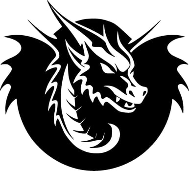 Dragon, Black and White Vector illustration