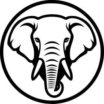 Elephant, Black and White Vector illustration