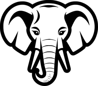 Elephant, Black and White Vector illustration