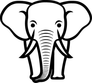 Elephant - Black and White Isolated Icon - Vector illustration