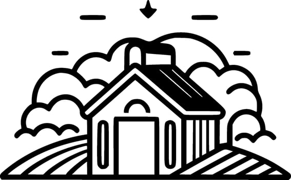 Farm - Black and White Isolated Icon - Vector illustration