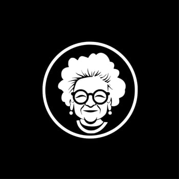 Grandma, Black and White Vector illustration