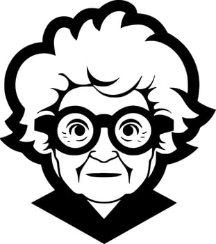 Grandma - Black and White Isolated Icon - Vector illustration