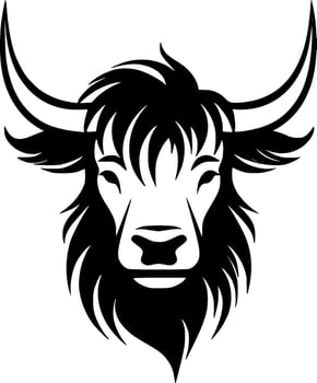 Highland Cow, Black and White Vector illustration