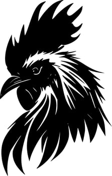 Rooster, Black and White Vector illustration