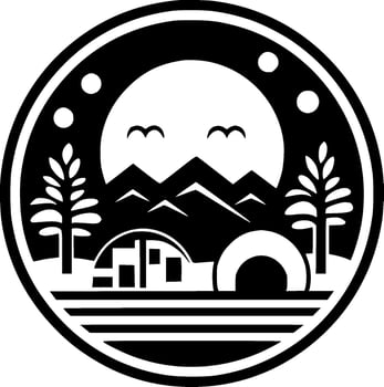 Summer, Black and White Vector illustration