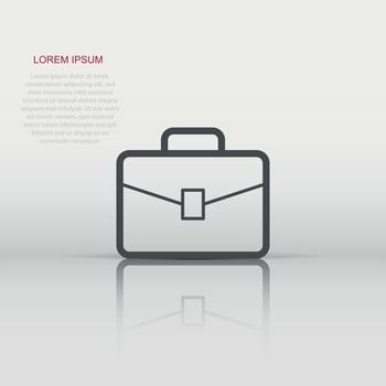 Briefcase sign icon in flat style. Suitcase vector illustration on white isolated background. Baggage business concept.