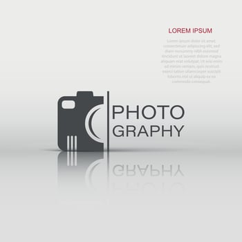 Camera device sign icon in flat style. Photography vector illustration on white isolated background. Cam equipment business concept.