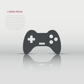 Joystick sign icon in flat style. Gamepad vector illustration on white isolated background. Gaming console controller business concept.