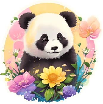 Panda Sticker Illustration with png