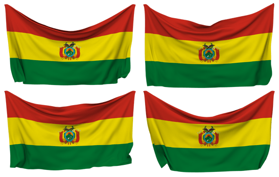 Bolivia Pinned Flag from Corners, Isolated with Different Waving Variations, 3D Rendering png