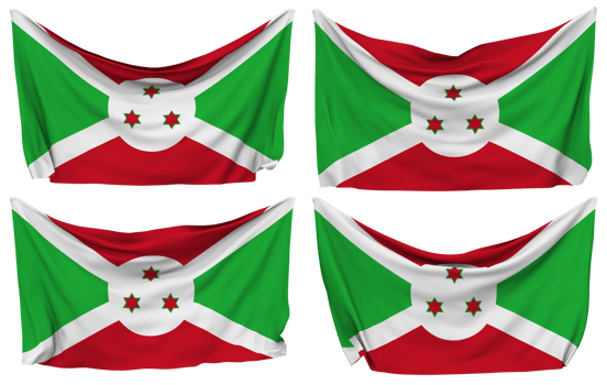 Burundi Pinned Flag from Corners, Isolated with Different Waving Variations, 3D Rendering png