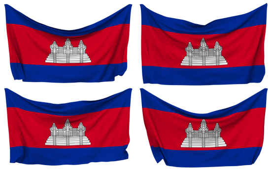 Cambodia Pinned Flag from Corners, Isolated with Different Waving Variations, 3D Rendering png
